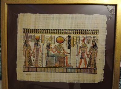 Two framed papyrus prints