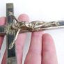 Antique Large Golgotha Crucifix Cross 6.5" Metal Ebony Wood German Skull Bones Image 7