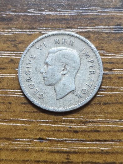 1945 South African 3 Pence silver coin