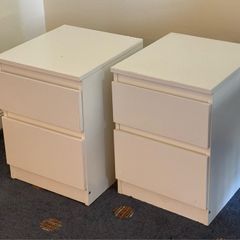 White bedside table Ikea nightstand 2 drawers