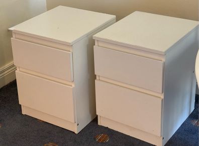White bedside table Ikea nightstand 2 drawers