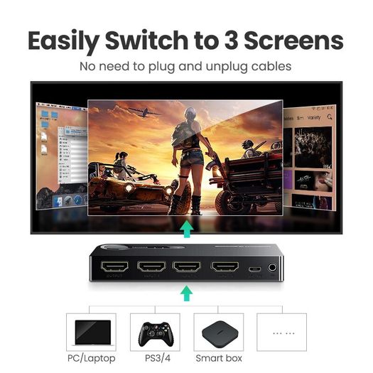 3D 4K 3 in 1 Out Resolution HDMI Switch