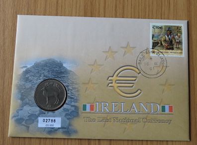 Ireland the last national currency cover punt coin - Battle of Kinsale 1601 stamp
