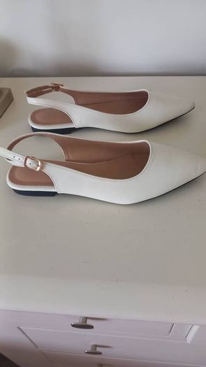 New White Slingback Flats Size 39