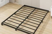 Metal Bed 135x190 cm, Double Size Heavy Duty Metal Platform Bed Frame with Steel Slat Support, No Box Spring Needed,Easy Assembly, Noise Free, Black