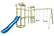 Playhouse with Ladder, Slide and Swings 252x432x218 cm Wood