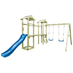 Playhouse with Ladder, Slide and Swings 252x432x218 cm Wood