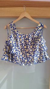 Brand new. Blue / Yellow Floral Crop top
