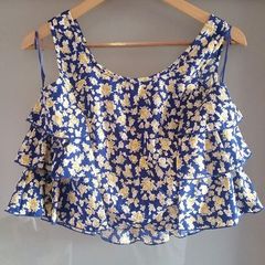 Brand new. Blue / Yellow Floral Crop top