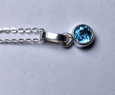 Silver Pendant with Natural Swiss Blue Topaz Stone