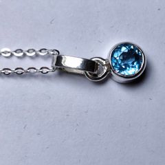 Silver Pendant with Natural Swiss Blue Topaz Stone