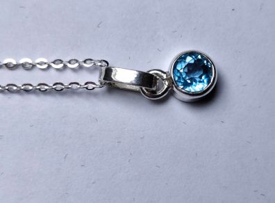 Silver Pendant with Natural Swiss Blue Topaz Stone
