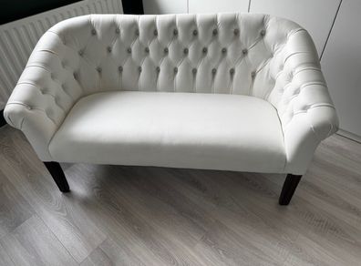 Sofa, 2-seater, white faux leather