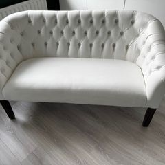 Sofa, 2-seater, white faux leather