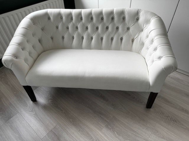 Sofa, 2-seater, white faux leather