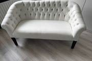 Sofa, 2-seater, white faux leather