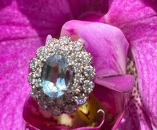 Vintage Aquamarine and Diamond 18ct Gold Cluster Ring