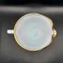 PRICE DROP ... Vintage Fire King White Swirl Creamer, Sugar Bowl and Cake Plate Set with Gold Trim, Opaque White Milk Glass. 1950s Image 9