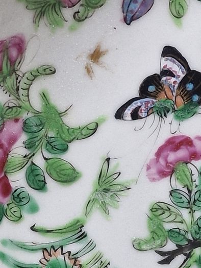 Small Chinese Porcelain Plate Hand Painted Bird, Flowers & Butterflies  14.5cm