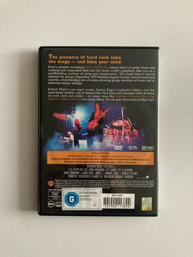 Led Zeppelin The Song Remains The Same DVD