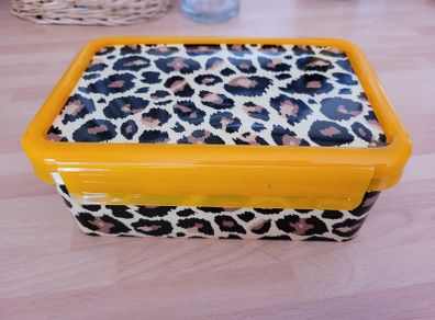 Leopard print orange lunch box