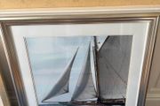 Large Framed Sailing Yacht Print Satin Silver Frame Brand New