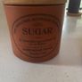 RESERVED- Vintage Henry Watson The Original Suffolk Canister Sugar and Tea Terracotta Storage Jars with wooden pull off lid Image 5