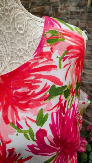 Damart white and pink floral summer dress M L Postage included