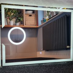 LED Bathroom Mirror 80x60cm Fog Free Demister Cold Light Bright Touch Switch Makeup Zoom Cosmetic Vanity Ensuite