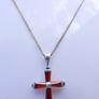 Vintage Ruby Red Helenite Cross  925 Sterling Silver Pendant and Necklace length 16" - 4,52g Image 3