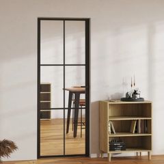 Interior Door ESG Glass and Aluminium 83x201.5 cm Black