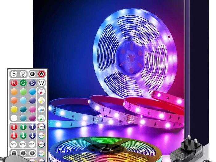 6M LED Strip Lights with Remote Music Sync LED Lights for Bedroom Color Changing SMD5050 RGB LED Strips for Desk, Dorm, Under The Cabinet, TVs, Rooms (6M 44 Keys Remote+ Mic Control)