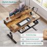 Standing Desk, Electric Height Adjustable Desk with 3 AC Outlets & 2 USB Ports, 120 x 60 cm Stand Up Desk with 2 Drawers Image 2