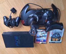 Sony playstation 2 ps2 bundle with flight joystick