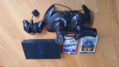 Sony playstation 2 ps2 bundle with flight joystick