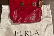 furla red leather grab bag