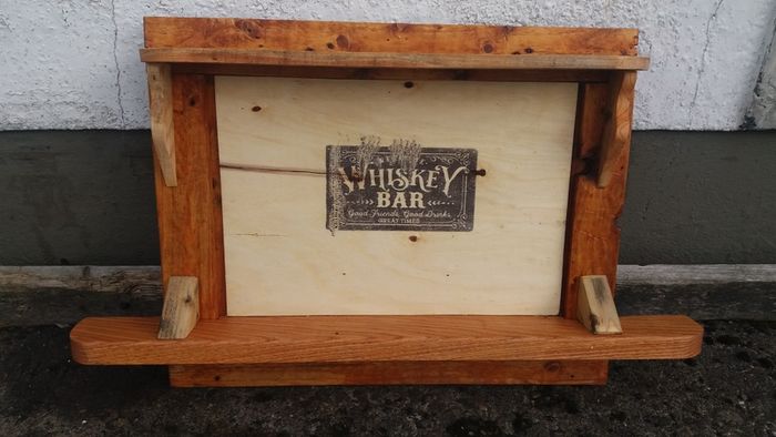 New Rustic Floating Wall Whiskey / Bar Display