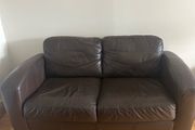 Brown Leather 2 Seater Sofa
