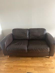 Brown Leather 2 Seater Sofa