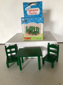 Rare Vintage Green Square Table and two chairs