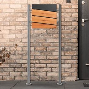 Standing Letter Box with Newspaper Compartment, Design Letter Box with Posts, Letter Box Stand, Silver Metallic 120 cm Stainless Steel,
