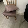 Antique chair wood painted gold with taupe silk type cover Image 5