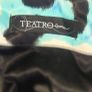 Teatro Aqua Blue Abstract Print Satin Wiggle Cocktail Party Dress UK 12 Image 5