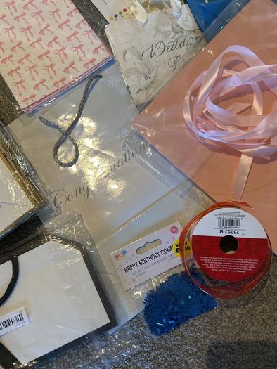 Bags, boxes, tissue, confetti