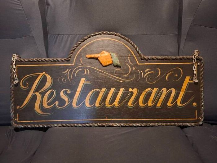 Vintage Hand-Painted Restaraunt Wooden Advertising Sign