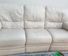 3-Seater Cream Leather Recliner Sofa, Dublin 18
