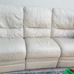 3-Seater Cream Leather Recliner Sofa, Dublin 18