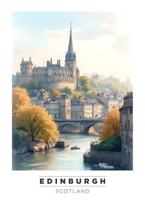 Edinburgh Wall Art Print, Travel Art Poster