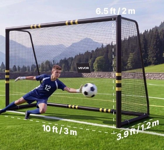 Football Goal 3m x 2m Heavy Duty Garden Soccer Goal with Steel Frame Net and Ground Pegs