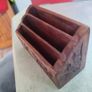 Vintage carved wooden letter organizer rack -1970s- front panel w/ floral design Image 8